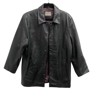Vintage Oversized Leather Bomber Jacket In Black Size Medium